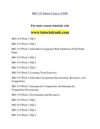 BIO 315  Education Organization- tutorialrank.com