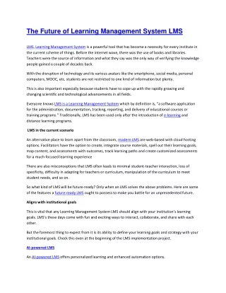 the future of learning management system lms