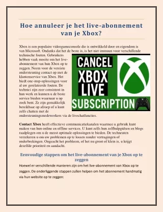 Hoe een Xbox-abonnement opzeggen?