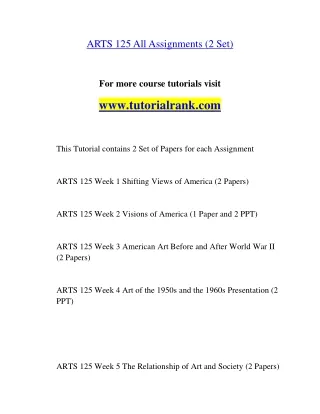 ARTS 125 Education Organization- tutorialrank.com
