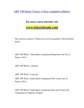 ART 100 Education Organization- tutorialrank.com