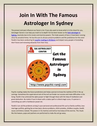 Join In With The Famous Astrologer In Sydney