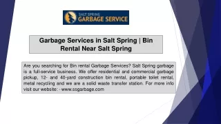 Garbage Services in Salt Spring | Bin Rental Near Salt Spring