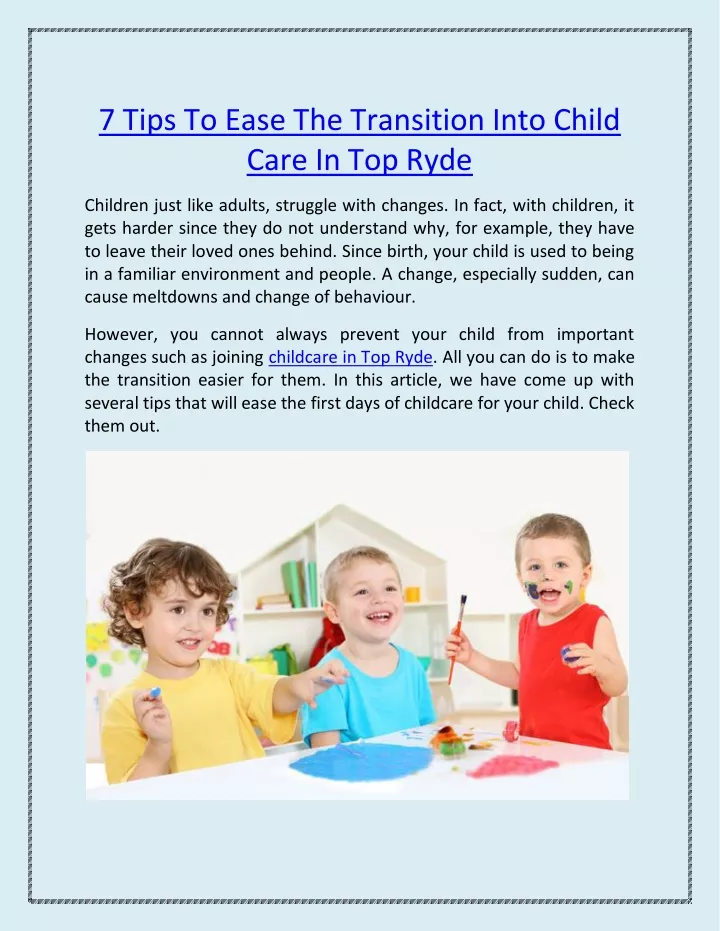 7 tips to ease the transition into child care