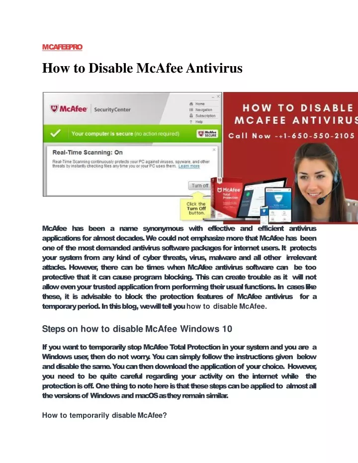 how to disable mcafee antivirus