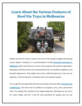 learn about the various features of steel