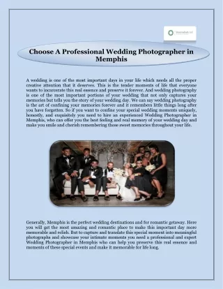 Choose A Professional Wedding Photographer in Memphis