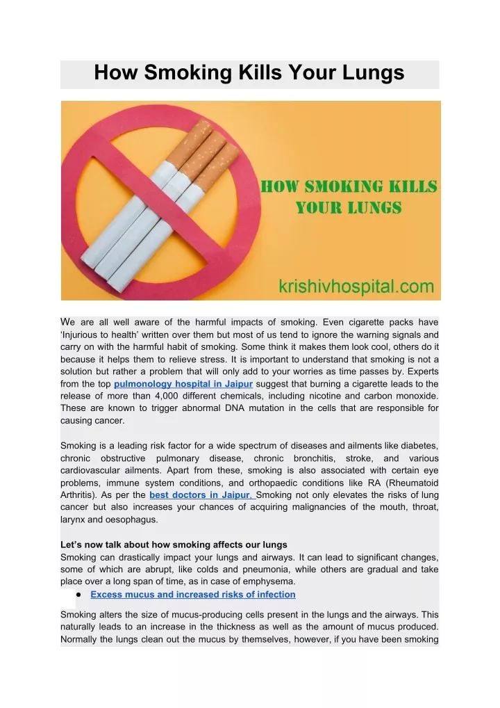 how smoking kills your lungs