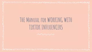 the manual for working with tiktok influencers