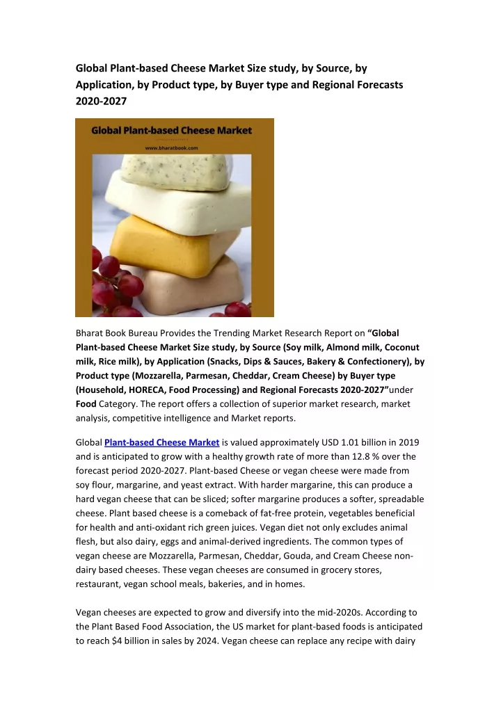 global plant based cheese market size study