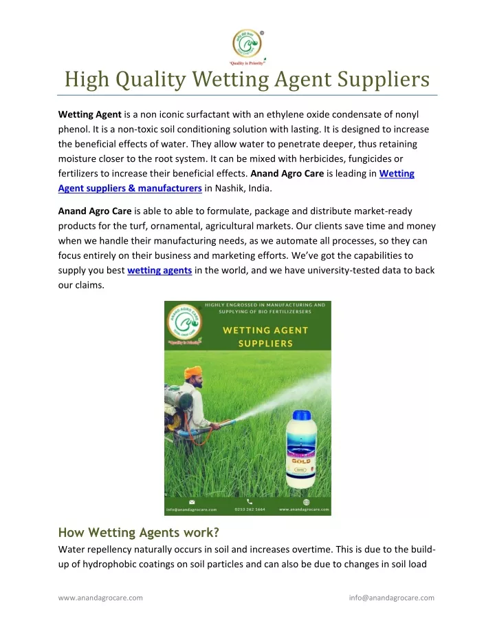 high quality wetting agent suppliers