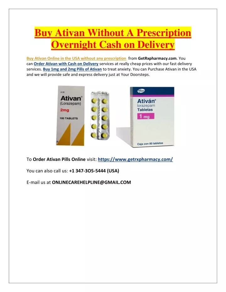 buy ativan without a prescription overnight cash