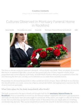 Cultures Observed in Mortuary Funeral Home in Rockford