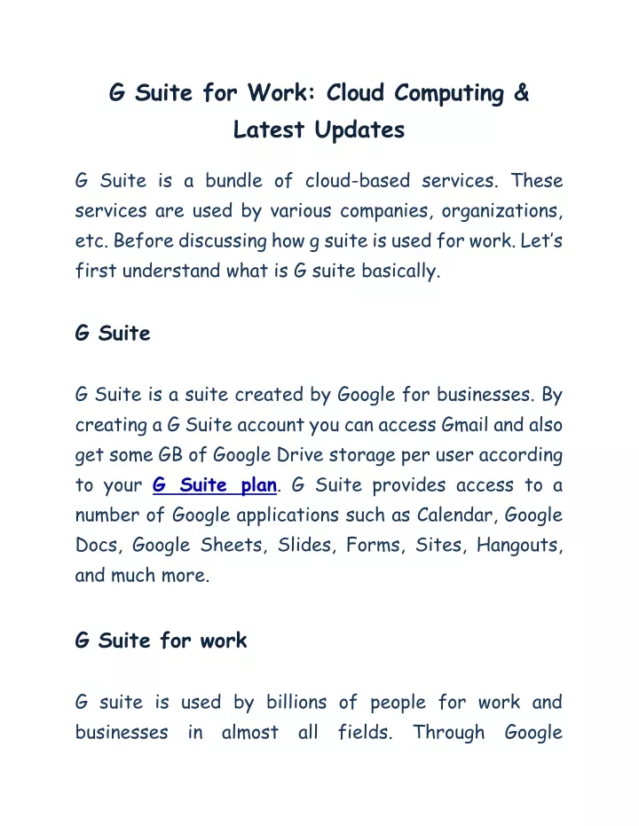 g suite for work cloud computing latest updates