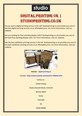 Digital printing uk | Studioprinting.co.uk