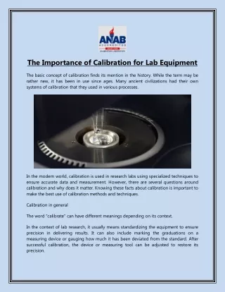 the importance of calibration for lab equipment