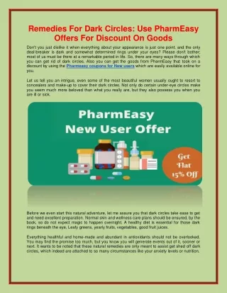 Remedies For Dark Circles: Use PharmEasy Offers For Discount On Goods