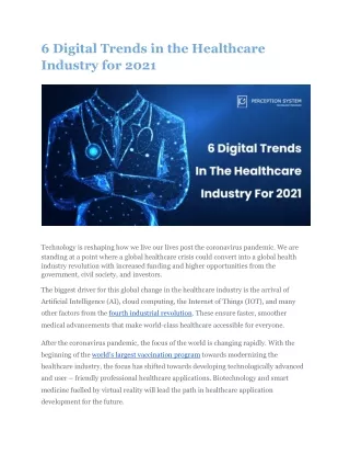 6 digital trends in the healthcare industry