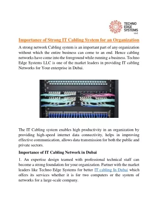 importance of strong it cabling system