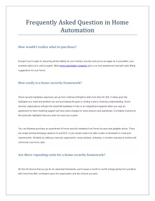 frequently asked question in home automation