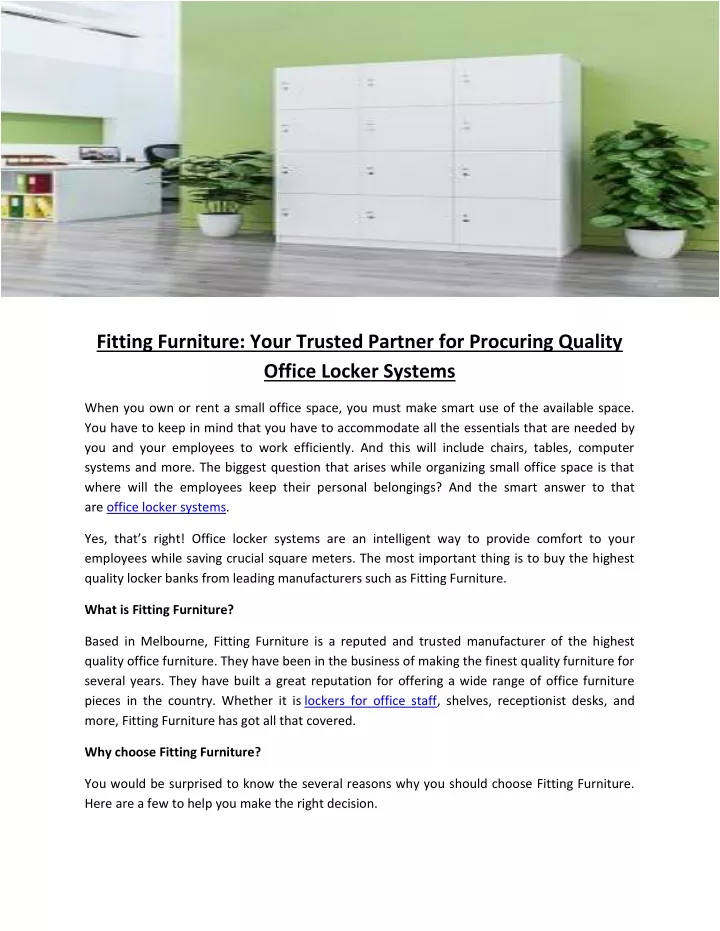 fitting furniture your trusted partner