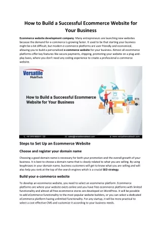how to build a successful ecommerce website