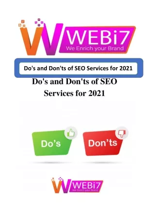 Do's and Don'ts of SEO Services for 2021