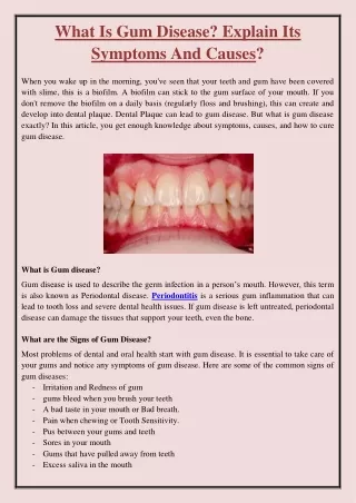 what is gum disease explain its symptoms