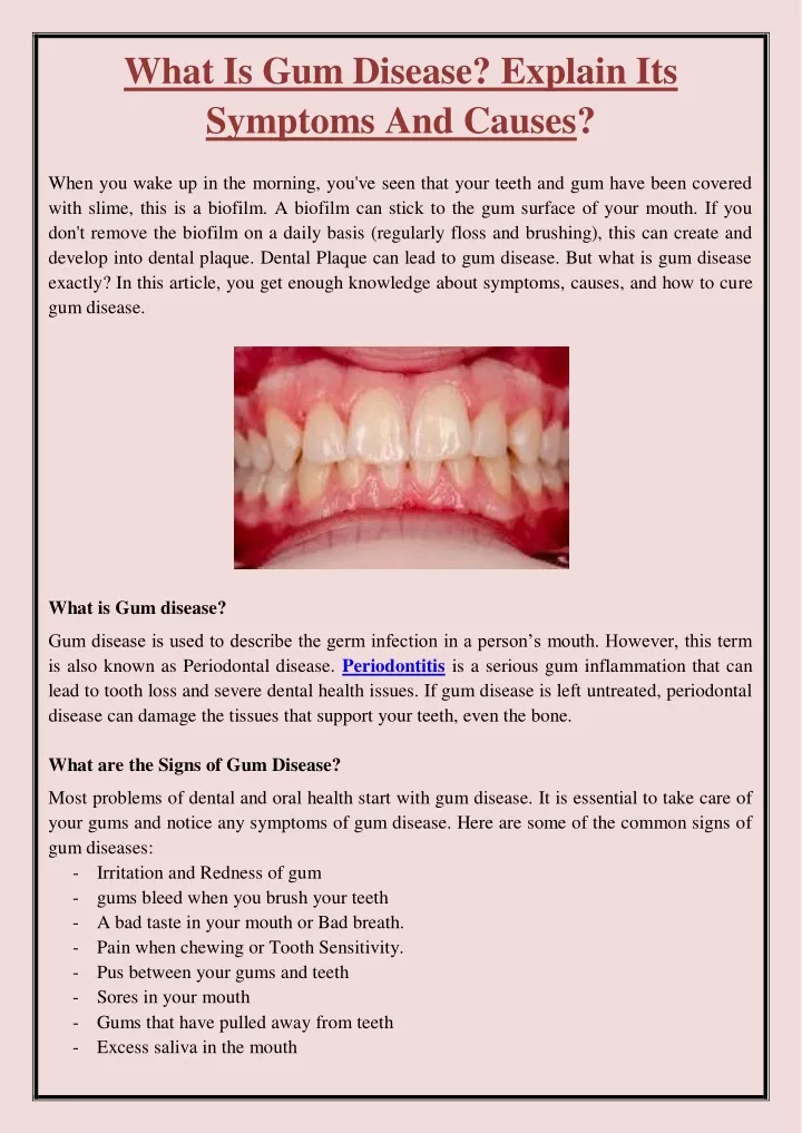 what is gum disease explain its symptoms