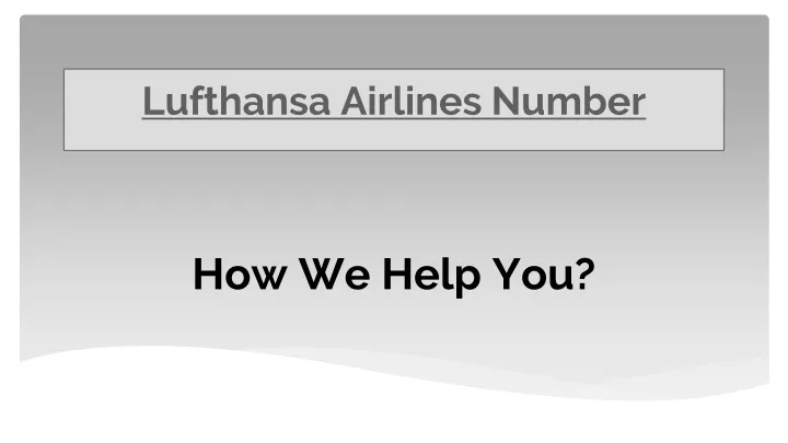 lufthansa airlines number