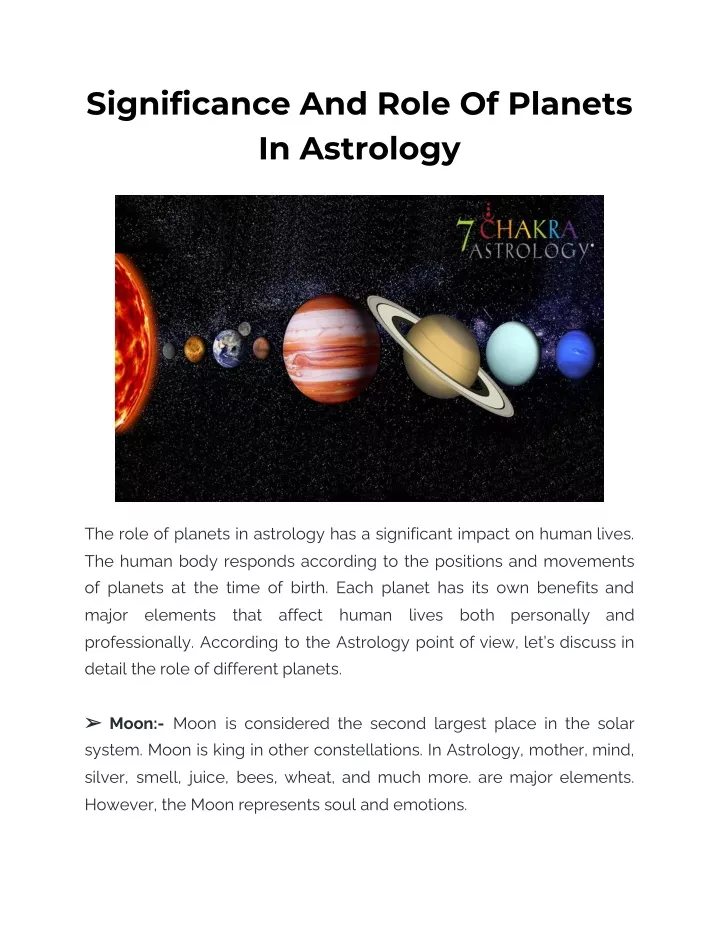 significance and role of planets in astrology