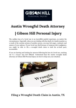 Austin Wrongful Death Attorney  | Gibson Hill Personal Injury