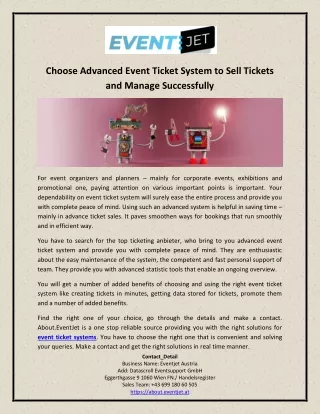 Choose Advanced Event Ticket System to Sell Tickets and Manage Successfully