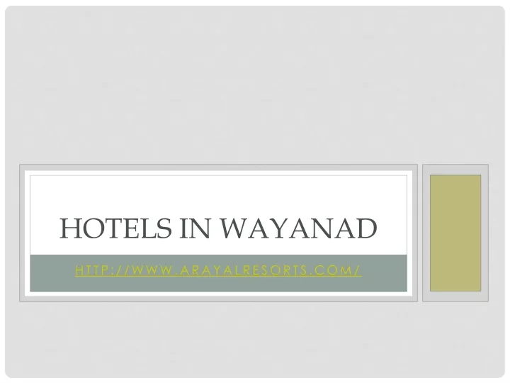 hotels in wayanad