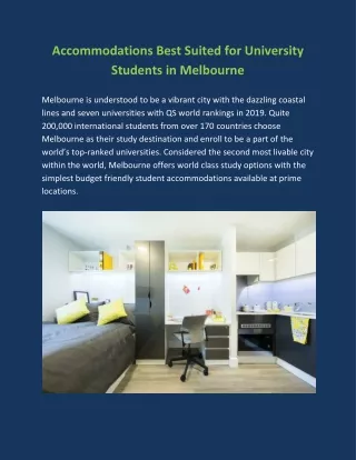 Accommodations Best Suited for University Students in Melbourne