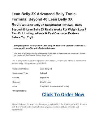 Lean Belly 3X Advanced Belly Tonic Formula: Beyond 40 ...