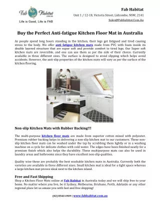 Buy the Perfect Anti-fatigue Kitchen Floor Mat in Australia