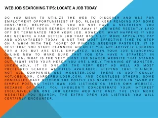 web job searching tips locate a job today