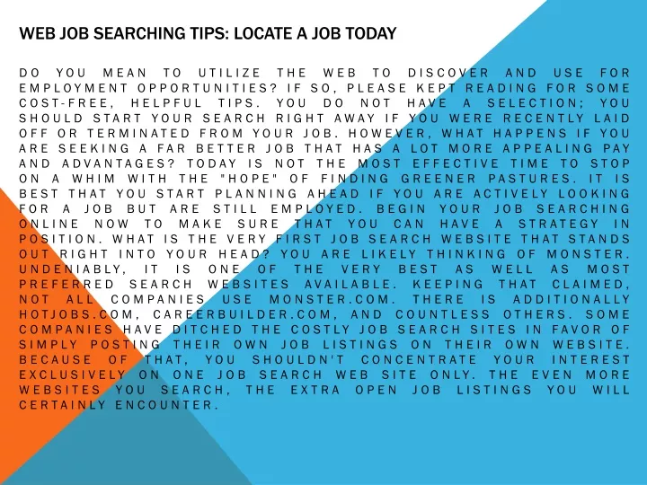 web job searching tips locate a job today