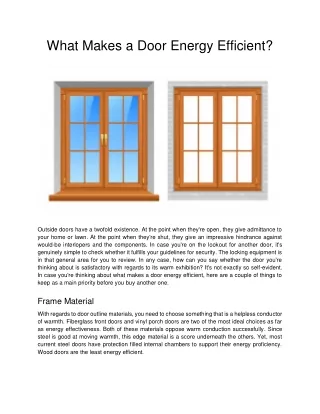 What Makes a Door Energy Efficient