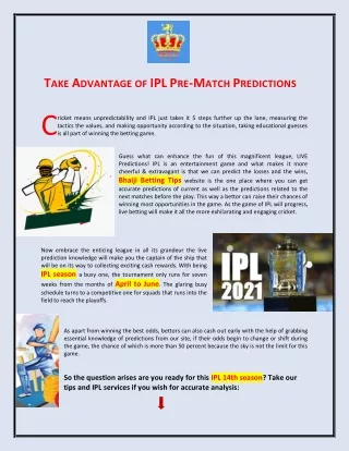 Take Advantage of IPL Pre-Match Predictions