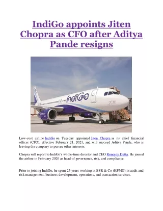 indigo appoints jiten chopra as cfo after aditya