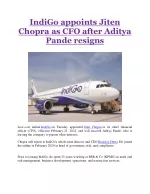 IndiGo appoints Jiten Chopra as CFO after Aditya Pande resigns