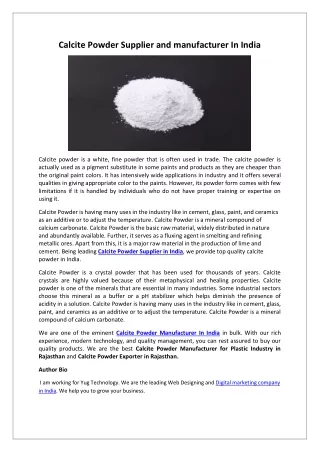 Calcite Powder Supplier and manufacturer In India