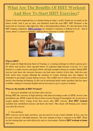 what are the benefits of hiit workout
