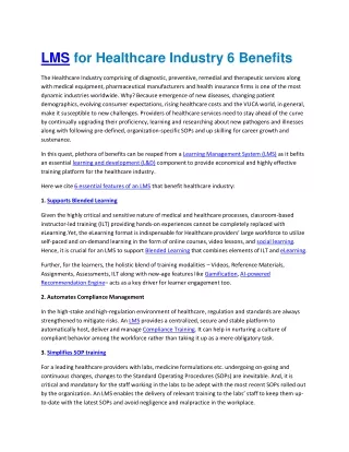 lms for healthcare industry 6 benefits