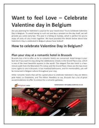 Want to feel Love – Celebrate Valentine’s day in Belgium