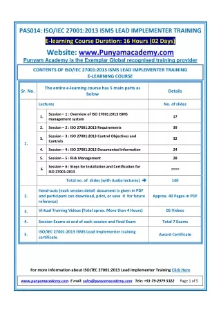 pas014 iso iec 27001 2013 isms lead implementer