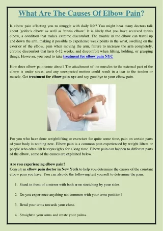 what are the causes of elbow pain