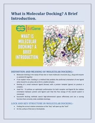 What is molecular docking? A Brief Introduction.